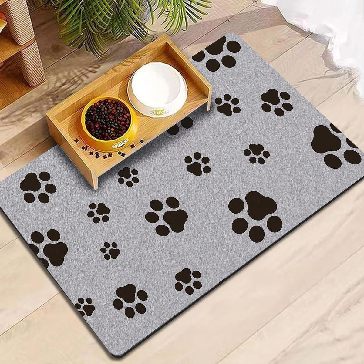 18"×30" Dog Food Mat-Absorbent Dog Mat for Food and Water - Light Gray-JY / 16"L x 24"W