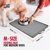 Tuff Pupper 36x24 XXL Dog Feeding Mat for Food and Water - Gray / Medium - 22" x 16" - image 2