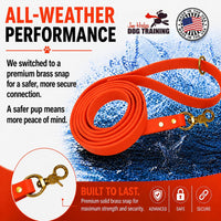 Biothane Leash, Brass, 6 ft x 5/8, Black – Essentials for Dogs - 3/4 / Orange - image 3