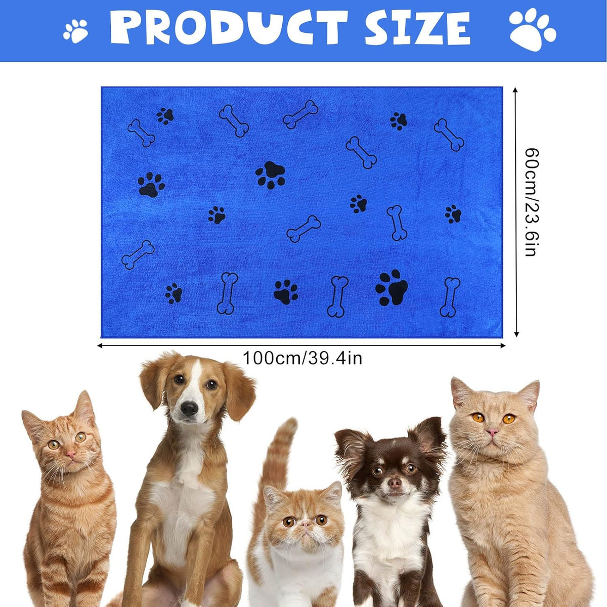 Chumia 4 Pcs Dog Towels for Drying Dog Puppy Bulk Microfiber - 24 x 40 Inch / Dark Blue - image 2
