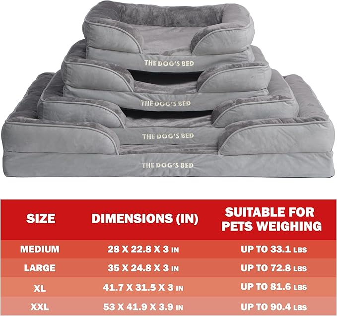 The Dog’s Bed, Orthopedic Standard Foam Waterproof Dog Bed with Standard Support, Medium Silver Grey Plush, Waterproof, Supportive Dog Bed with Replaceable Covers, Veterinary Approved
