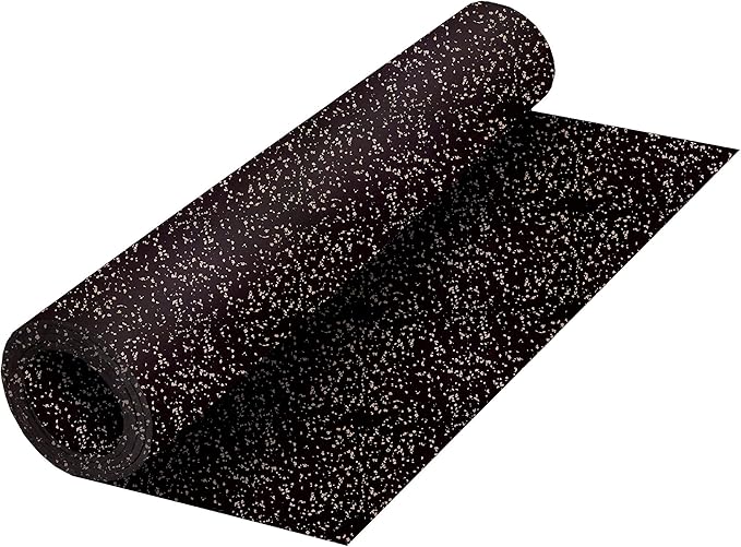 Playsafer Genaflex Rubber Gym Floor Mat, Heavy Duty Commercial Protective Gym Flooring Roll - 8mm Thick (10% Grey, 4' X 10')
