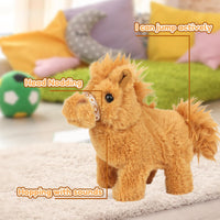 Easfan Walking Dog Toy for Kids Barking Interactive Puppy Stuffed - Horse_Brown - image 2