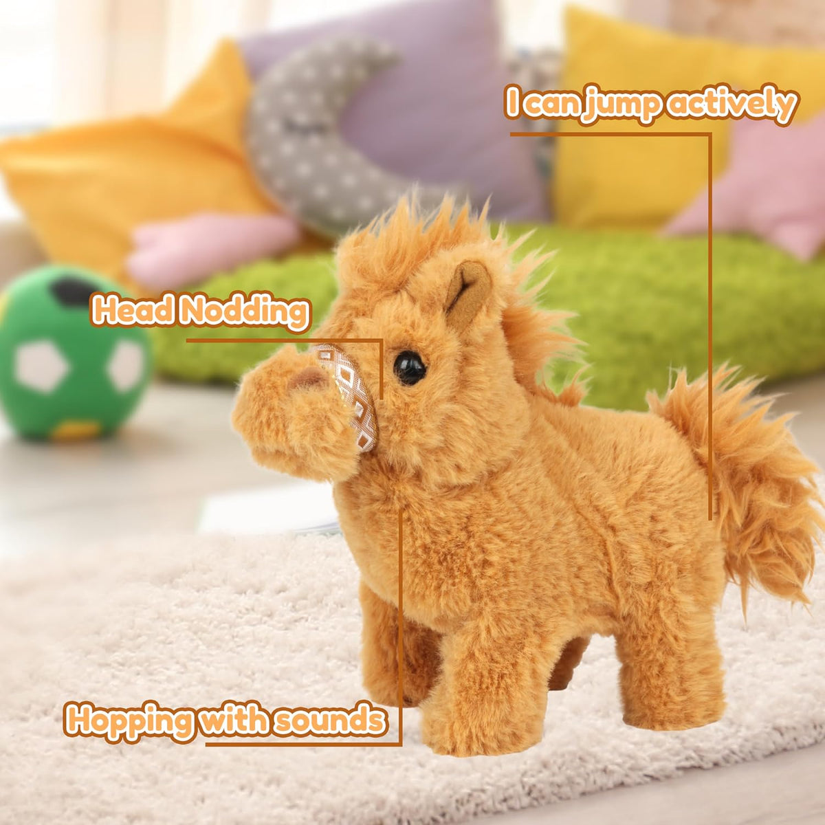 Easfan Walking Dog Toy for Kids Barking Interactive Puppy Stuffed - Horse_Brown - image 2