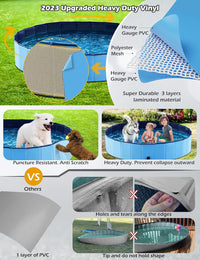Jasonwell Foldable Dog Pet Bath Pool Collapsible Dog Pet Pool Bathing - L - 48" / Mdf Wood Blue - image 4