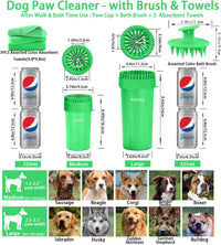 Dog Paw Cleaner Cup with Detachable Top Brush for Large & XL Dogs – Essentials for Dogs - Medium(3Towels&Brush) / Green - image 4