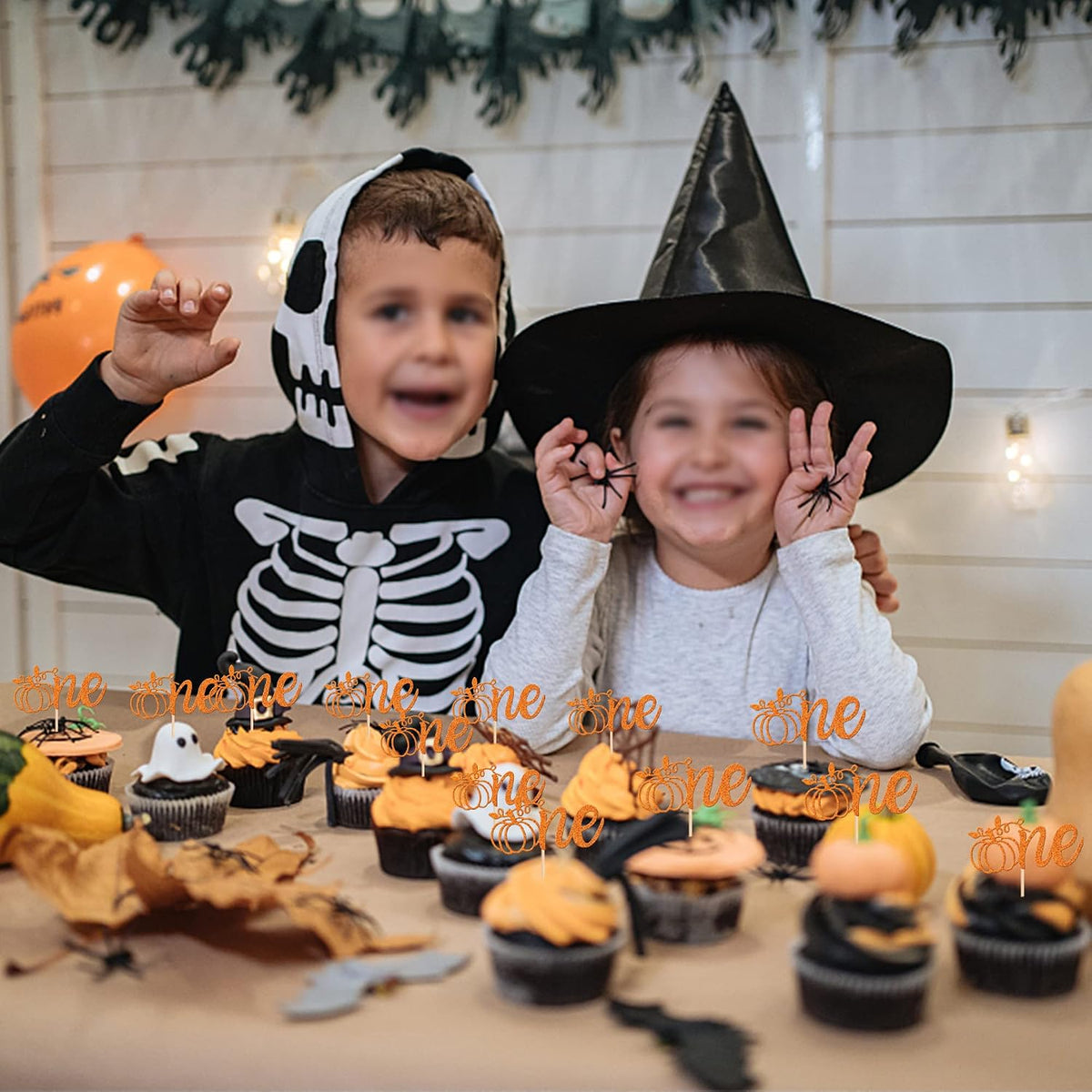 24 PCS Pumpkin Oh Baby Cupcake Toppers Glitter Fall Theme pumpkin - Design 6-orange - image 4