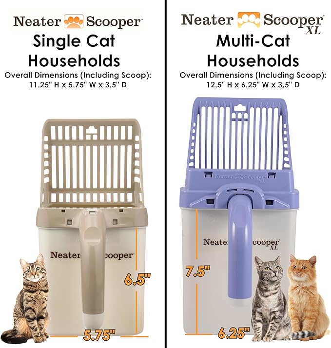 Neater Pet Brands Neater Scooper XL Cat Litter Scoop, 15 Refill Bags – Extra-Large Capacity Mess-Free Cat Litter Scooper with Bag for Large & Multiple Cats, Spill-Proof Litter Box Scooper with Holder