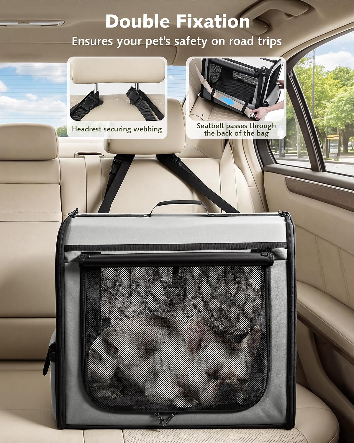 Dog Car Carrier Light Weight 24×17.7×20.5in - Gray / 24.0"L x 17.7"W x 20.5"H - image 3