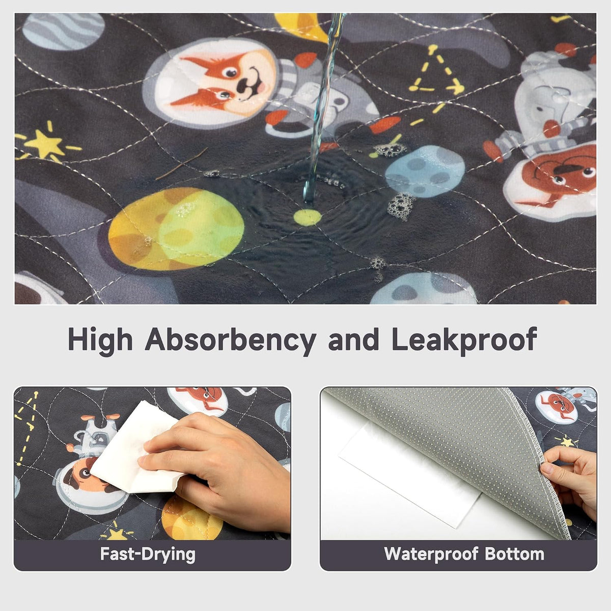 Paw Legend Washable Reusable Dog Pee Pads Super Absorbent - 34"X36" / Navy & Gray - image 3