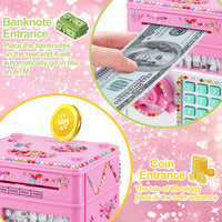 Piggy Bank for Kids Girls Boys with Password Code Lock Cash Coin Can - Pink - image 2
