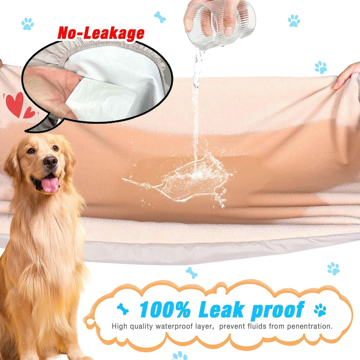 Dog Bed Covers Replacement Washable 100% Waterproof Dog Bed Sheets - Beige-30 x 20 inch - image 2