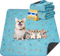 Sunheir Washable Pee Pads for Dogs 2-Pack Reusable Puppy Pads Pet Training Pads, Waterproof Dog Pee Pads for Crate, Whelping Pad, Non-Slip Protects Against Urine Leakage (Leaves - Sky Blue, 31x36)
