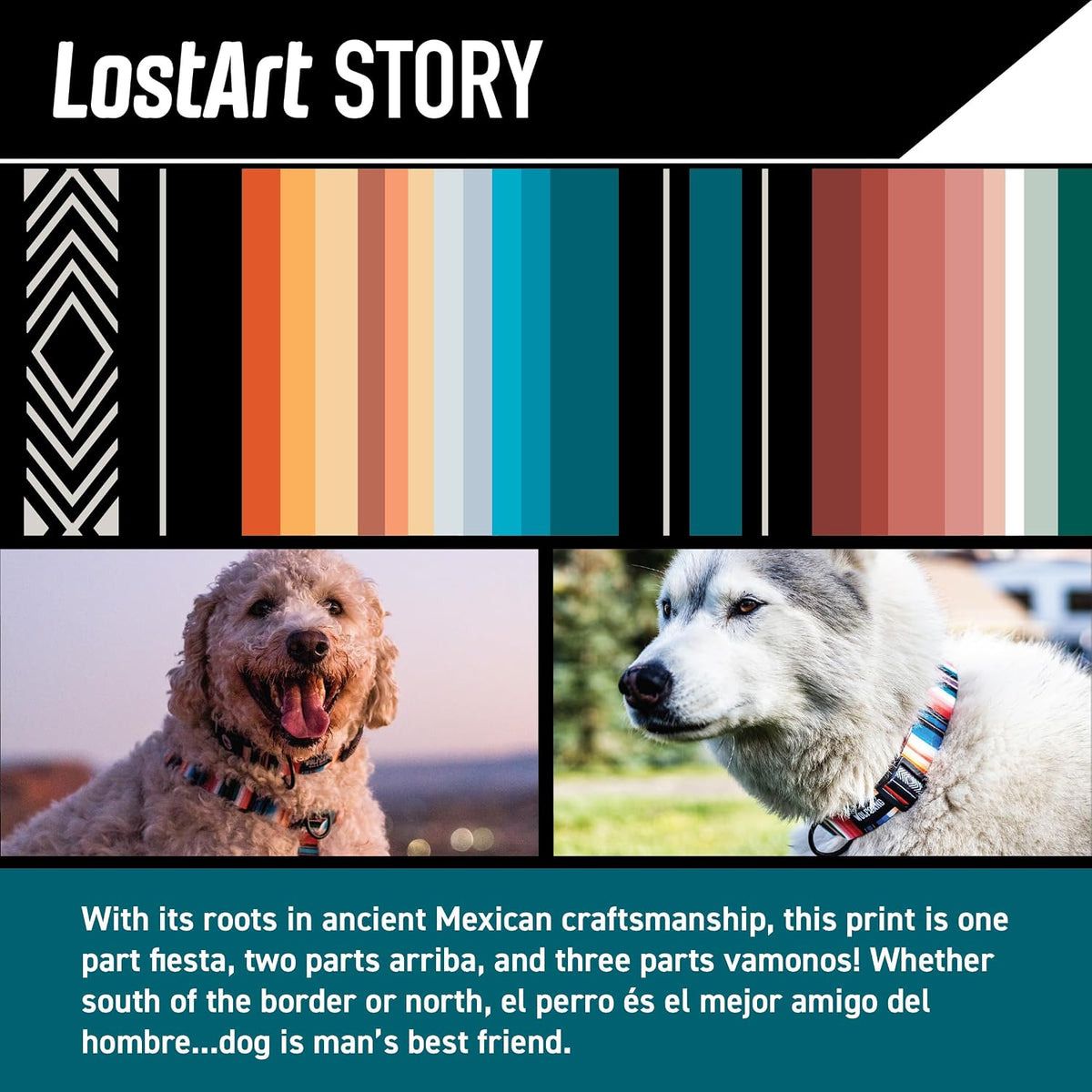 Wolfgang Heavy Duty, Adjustable Dog Collar with Quick Release Nylon Buckle for Walking & Training - Large (1 Inch x 18-26 Inch) / LostArt Print - image 2