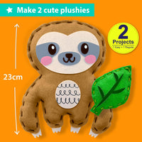 KRAFUN Beginner Sewing Kit, Sew Kitten & Mouse, Pre-Cut Felt - Sloth - image 3