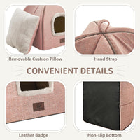Cat Bed for Indoor Cats - Cat Cave Beds Cat House Cat Tent with Removable Washable Cushioned - Light Pink / L(17.5 x 17.5 x 17.5 Inch) - image 4