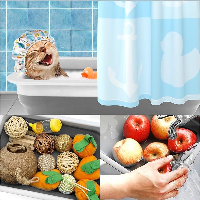Fhiny 2PCS Open Cat Litter Box, Kitten Potty Pan Semi-Enclosed Foldable Waterproof Travel Toilet Low Entrance for Indoor Cats Small Pet Kitty Rabbit Supplies Easy to Clean and Assemble