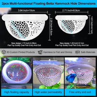 2pcs Wood Fish Feeding Ring for Aquarium，Floating Betta Hammock - White / 1pcs big and 1pcs small floating version - image 2
