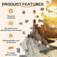 Masseruon 1000 piece round jigsaw puzzle with a sunset canyon image - view 10