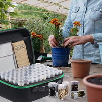 Seed Storage Box, Portable Seed Saving Box, Sturdy Seed Organizer Kit Seed Envelopes Funnel Label, Seed Container for Flower Plants Vegetable Seed, L-120 Slots