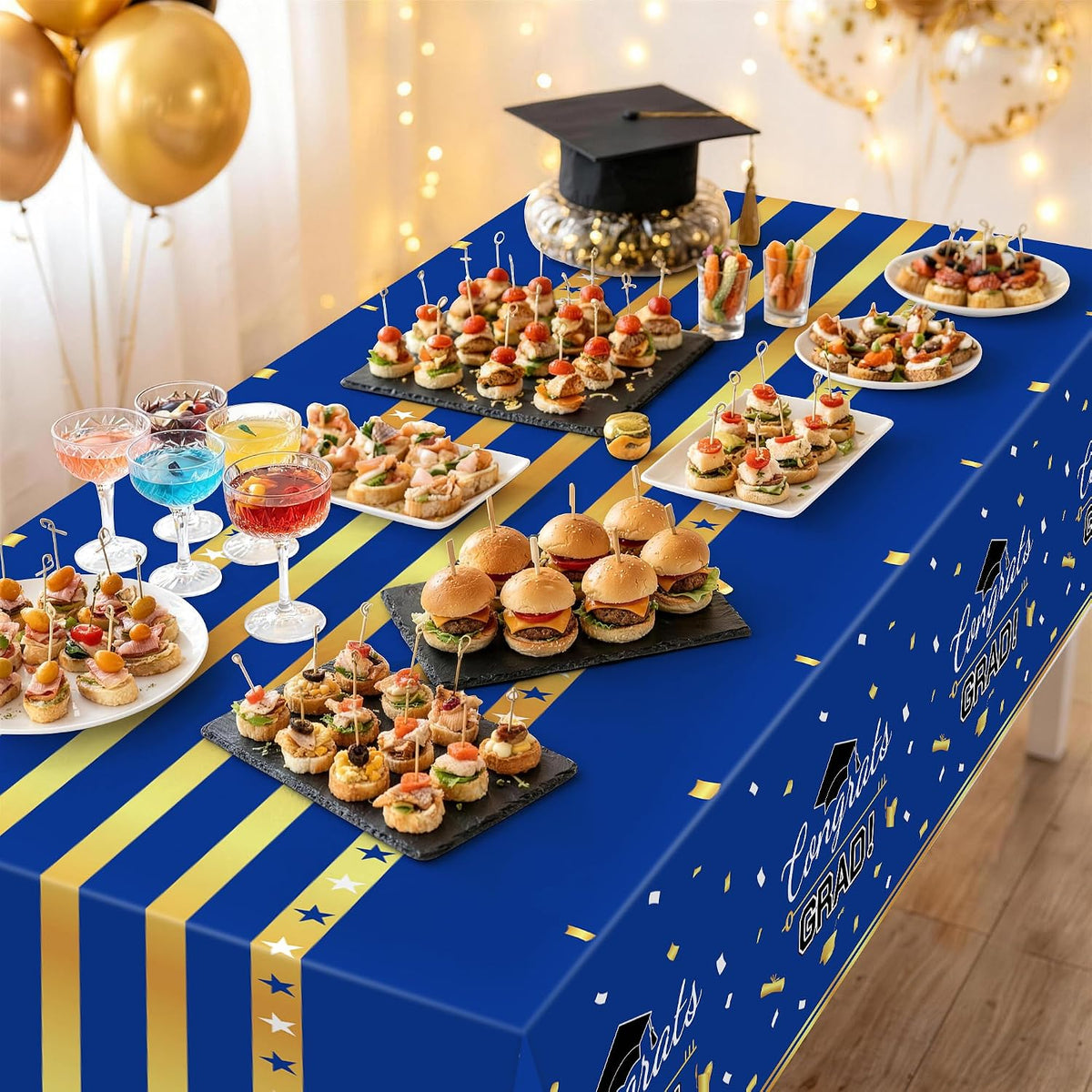 Childom 3 Pack Black and Gold Tablecloths for Events - Blue - image 3