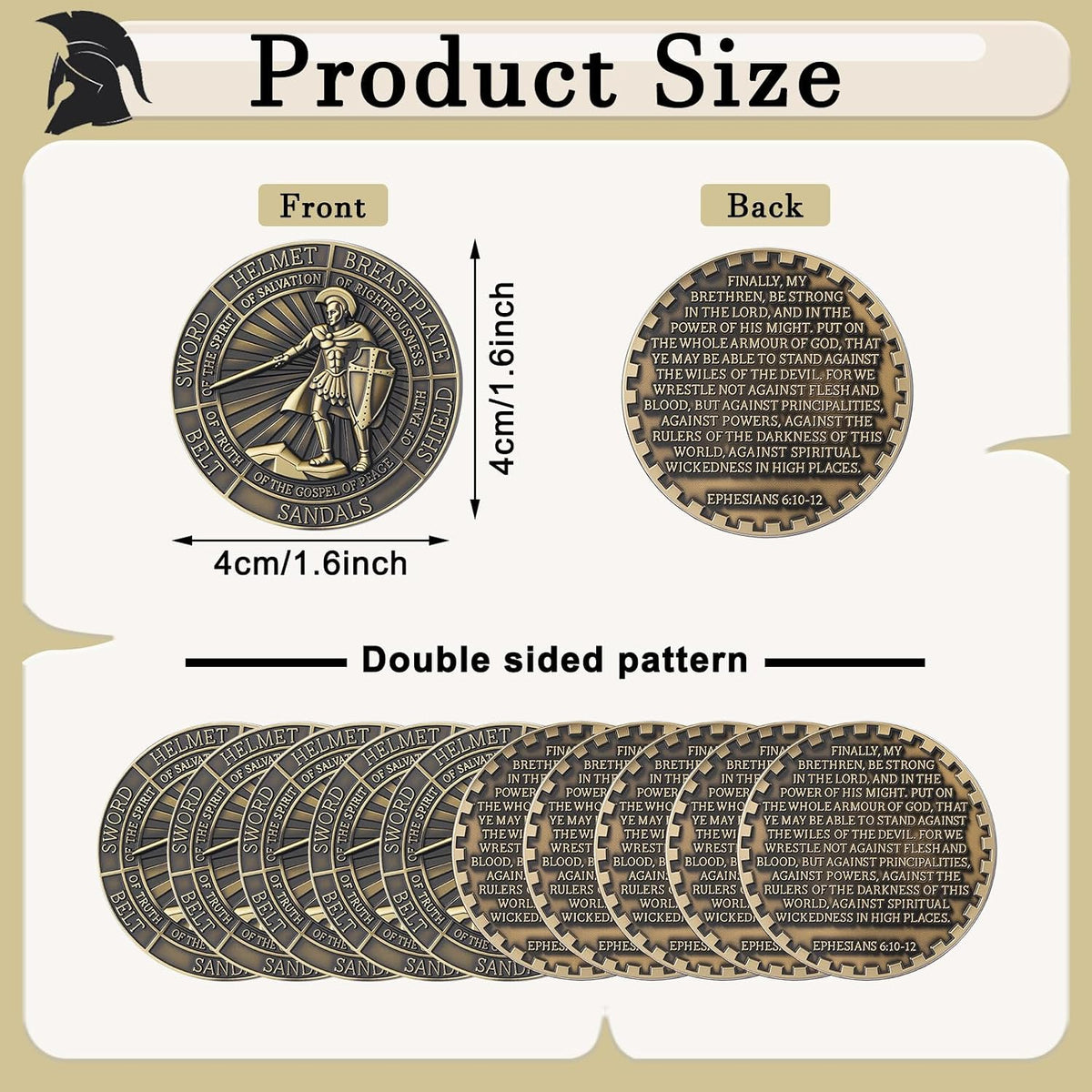 Nosiny 20 Pcs Armor of God Coins Metal Christian Challenge Coins - Ancient Style 2 - image 2