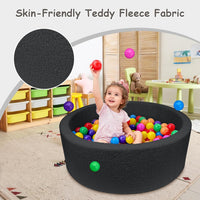 MEOGETY beige teddy fleece foam ball pit for toddlers with soft round walls - view 15