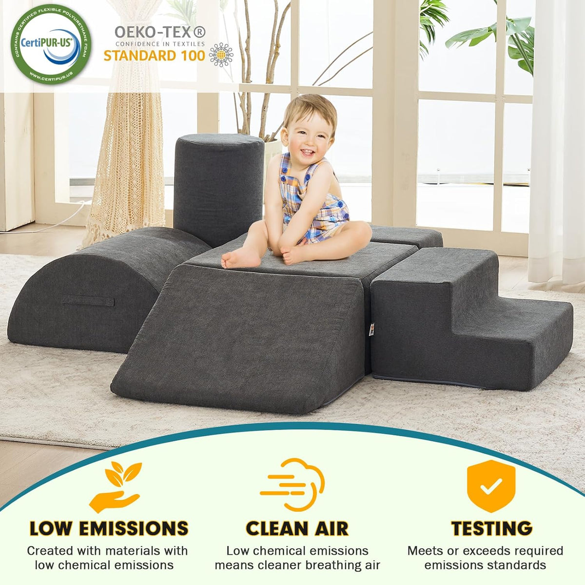 jela 6-piece soft foam climbing blocks for toddlers in brown - view 10