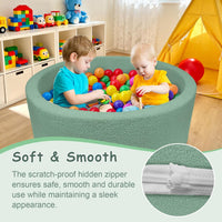 MEOGETY beige teddy fleece foam ball pit for toddlers with soft round walls - view 28