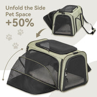 Petsfit Medium Expandable Cat Carrier for Air Travel - 19.0"L x 12.0"W x 12.0"H / Green - image 4