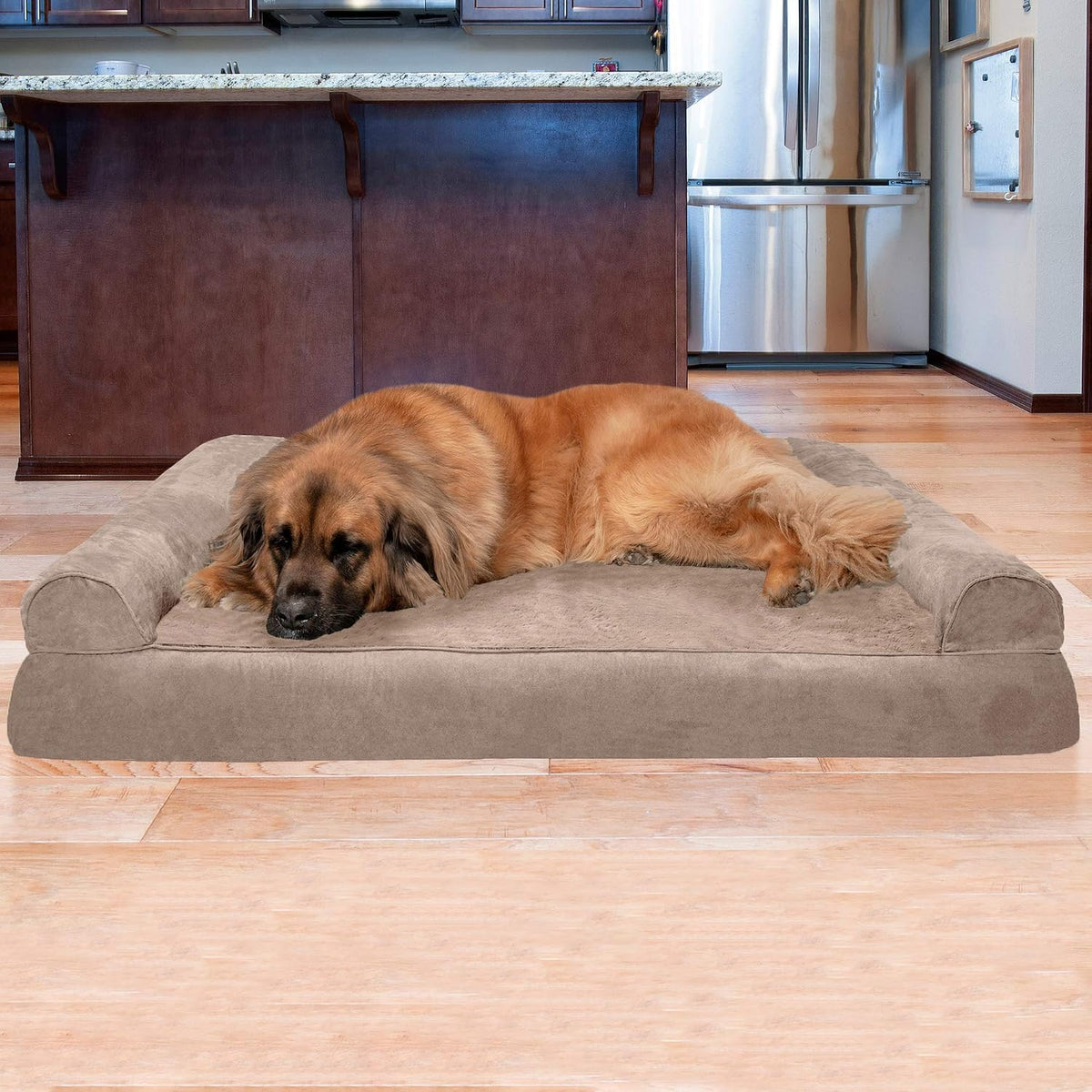 Furhaven Orthopedic Dog Bed for Large Dogs w/ Removable Bolsters - Jumbo Plus / Almondine - image 3
