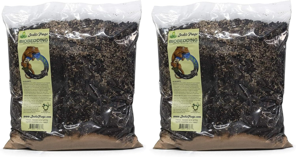 Josh's Frogs BioBedding Tropical Bioactive Substrate – Daily Care for Reptiles And Amphibians - 10 Quart (Pack of 2)