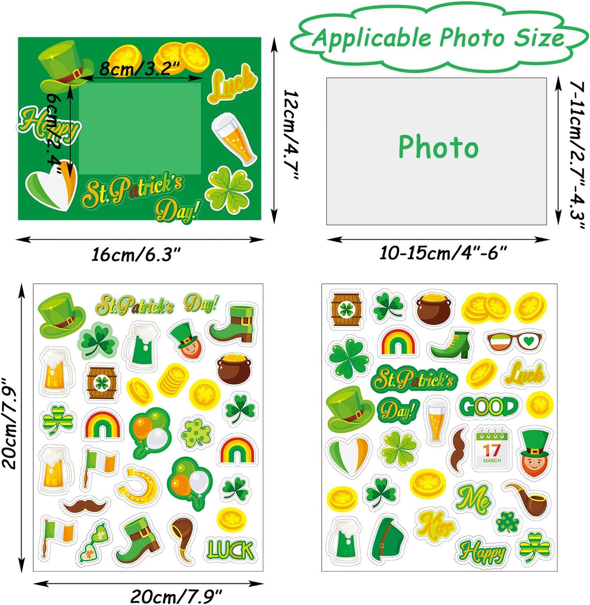 30 Packs Halloween Arts and Crafts for Kids Picture Frame Craft Kits - St. Patrick Day - image 3