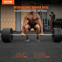 VEVOR 0.56 inch Thick 25 PCS 100 sq.ft Gym Floor Mats, 25" x 25" EVA Foam & Rubber Gym Flooring Workout Floor Mats, Waterproof Exercise Puzzle Flooring for Gym, Home, Garage, Baseme
