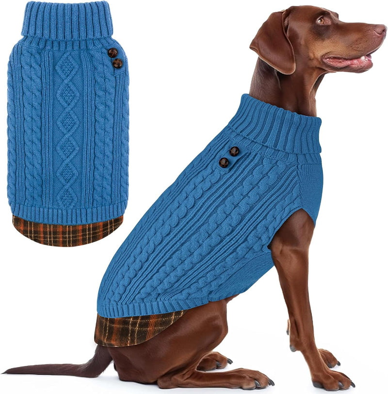 KYEESE Dog Sweater for Small Dogs Turtleneck Thick Knit Pullover – Essentials for Dogs - XX-Large (35-60lbs) / 8# Light blue