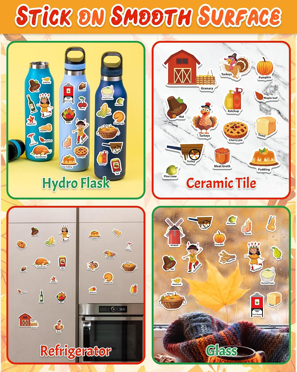Benresive Reusable Sticker Book, Travel Stickers for Kids - Thanksgiving - image 4