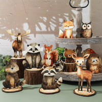 FYSUIMU woodland animal table centerpieces, 12 painted wooden signs standing in matching bases - view 14