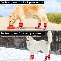 EXPAWLORER Anti Slip Dog Socks to Prevent Licking Paws, Dog Shoes for Hot Pavement, Dog Booties for Small Medium Large Senior Dogs, Traction Control Dog Boots & Paw Protectors for Hardwood Floors-Red