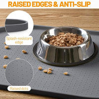 Hubulk 100% Waterproof Silicone Pet Feeding Mat with Raised Edge - Gray / 16"L x 10"W - image 3
