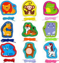 SpriteGru 9 Pieces Kids Lacing Cards - Animals