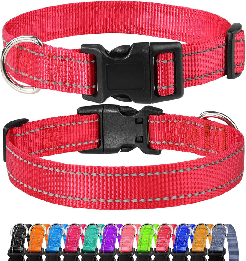 FunTags Reflective Nylon Dog Collar for Puppy & Small Dogs – Essentials for Dogs - Red / Small (Pack of 1)