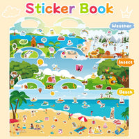 6 Sets Reusable Sticker Book for Toddlers 3-6 - Weather+Insect+Beach - image 3