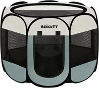 Dog Cat Playpen, Puppy Pet Crate Tent Cage - Grey / M(36"L x 36"W x 23"H)