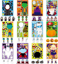 48PCS Halloween Make-a-face Stickers Halloween Characters Stickers - Halloween 12 Design - image 2