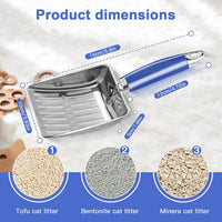 Cat Litter Scoop, Long Handle Scooper - blue - image 2