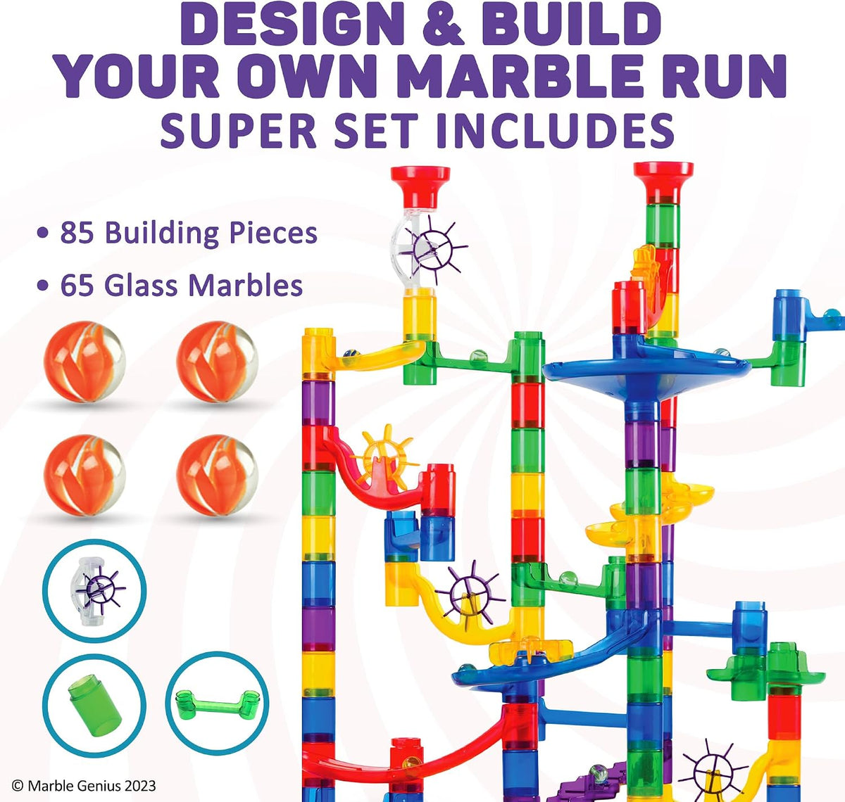 Marble Genius Marble Run Super Set, 150 Translucent Pieces - 150 Pieces - Super Set - image 3