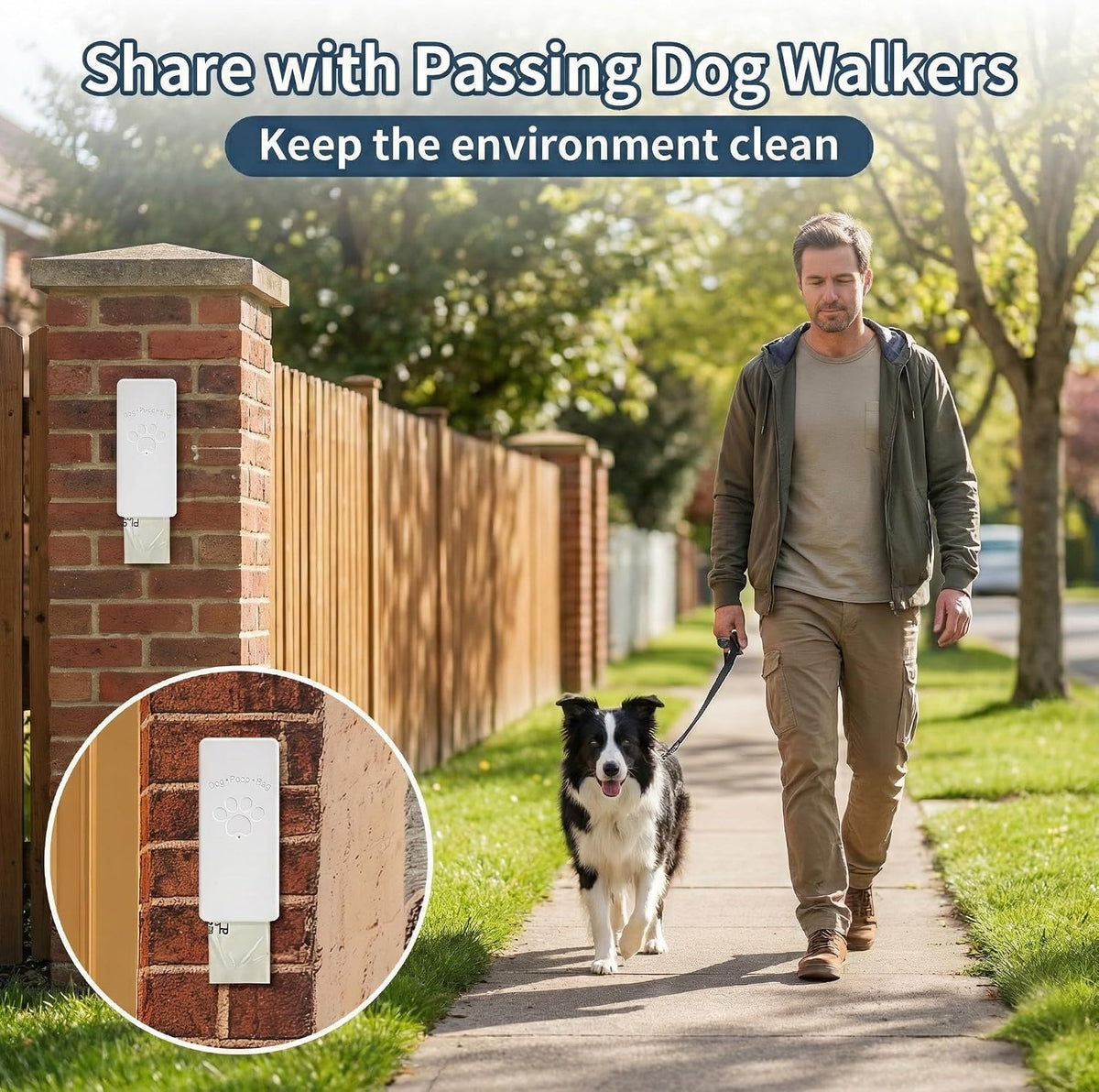 Dog Poop Bag Dispenser, Wall-Mounted Dog Bag dispenser Outdoor or Indoor for Doggy and Pets, Black - White - image 2