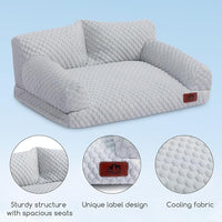 Hollypet Cooling Dog Cat Pet Couch Soft Calming Sofa Bed for Medium Small Cats and Dogs, Gray, 24"x 18"x10"