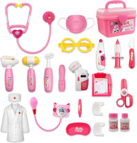 PJG 24 piece pink toddler doctor play kit with stethoscope and storage box - view 2