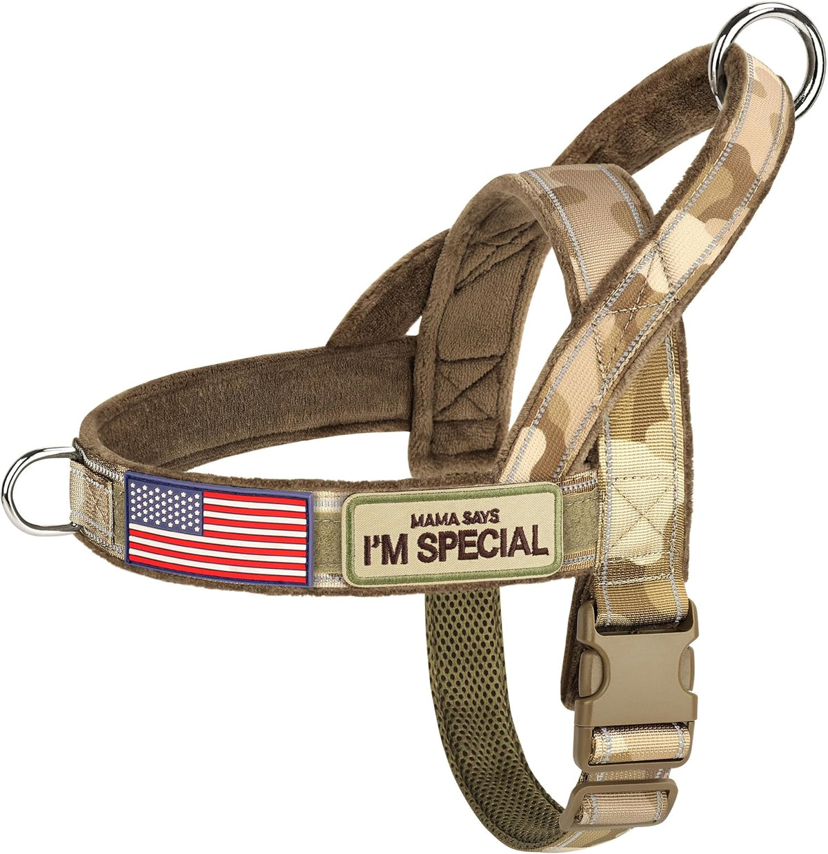 Forestpaw No Pull Dog Harness with Large Handle, Comfortable, L - XL: Chest 32-39", Fit 80-110 lbs / Brown Camo